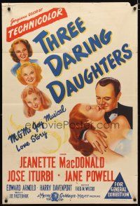 2d275 THREE DARING DAUGHTERS Aust 1sh '48 Jeanette MacDonald, Jane Powell, Iturbi, MGM musical!