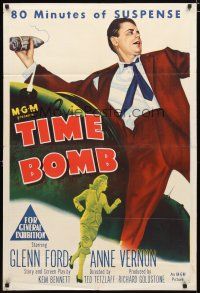 2d279 TIME BOMB Aust 1sh '53 stone litho of Glenn Ford & Anne Vernon, 80 minutes of suspense!
