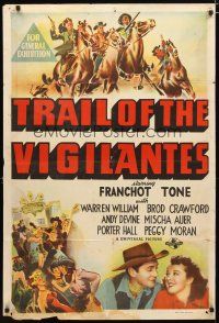 2d283 TRAIL OF THE VIGILANTES Aust 1sh '40 Franchot Tone & pretty girl + cowboy stone litho!