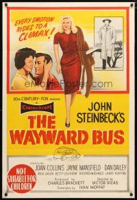 2d298 WAYWARD BUS Aust 1sh '57 art of Joan Collins & Jayne Mansfield, from John Steinbeck novel!