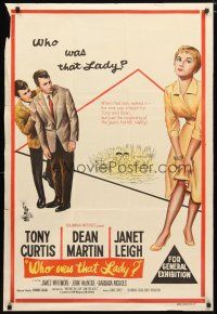 2d302 WHO WAS THAT LADY Aust 1sh '60 Tony Curtis & Dean Martin stare at sexy Janet Leigh!