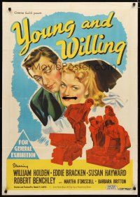 2d314 YOUNG & WILLING Aust 1sh '43 stone litho of William Holden & pretty Martha O'Driscoll!