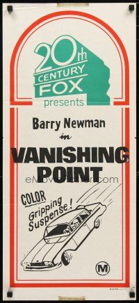 2d321 20TH CENTURY FOX Aust daybill '70s Vanishing Point, gripping suspense, car artwork!
