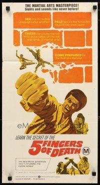 2d323 5 FINGERS OF DEATH Aust daybill '73 martial arts action, sights & sounds like never before!