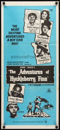2d332 ADVENTURES OF HUCKLEBERRY FINN Aust daybill R70s Mark Twain, Eddie Hodges, Archie Moore