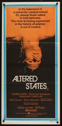 2d337 ALTERED STATES Aust daybill '80 William Hurt, Paddy Chayefsky, Ken Russell, sci-fi horror!