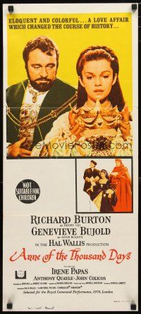 2d340 ANNE OF THE THOUSAND DAYS Aust daybill '70 c/u of King Richard Burton & Genevieve Bujold!