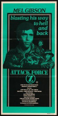 2d343 ATTACK FORCE Z Aust daybill '82 Mel Gibson is blasting his way to hell and back!