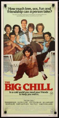 2d371 BIG CHILL Aust daybill '83 Tom Berenger, Glenn Close, Jeff Goldblum & William Hurt!