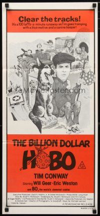 2d373 BILLION DOLLAR HOBO Aust daybill '78 great different art of Tim Conway & Bo the dog!