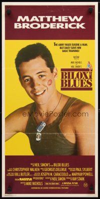 2d374 BILOXI BLUES Aust daybill '88 military soldier Matthew Broderick, written by Neil Simon!