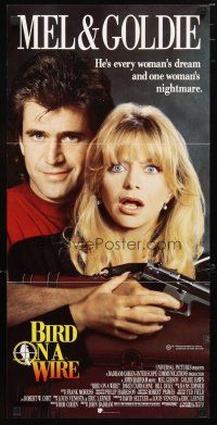 2d376 BIRD ON A WIRE Aust daybill '90 great close up of Mel Gibson & Goldie Hawn!