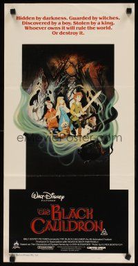 2d379 BLACK CAULDRON Aust daybill '85 first Walt Disney CG, cool fantasy art by Paul Wenzel!