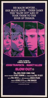 2d391 BLOW OUT Aust daybill '81 John Travolta, Nancy Allen, Brian De Palma, different image!