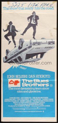 2d394 BLUES BROTHERS Aust daybill '80 John Belushi & Aykroyd, the show that really hits the road!