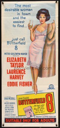2d413 BUTTERFIELD 8 Aust daybill R66 stone litho of the most desirable callgirl, Elizabeth Taylor!