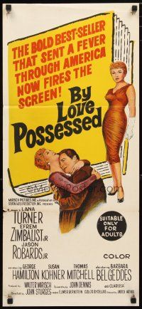 2d415 BY LOVE POSSESSED Aust daybill '61 full length stone litho of sexy Lana Turner!