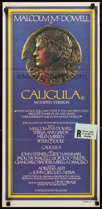 2d418 CALIGULA Aust daybill '81 Malcolm McDowell, Penthouse's Bob Guccione sex epic!