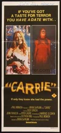 2d424 CARRIE Aust daybill '77 Stephen King, Sissy Spacek before and after bloodbath at the prom!