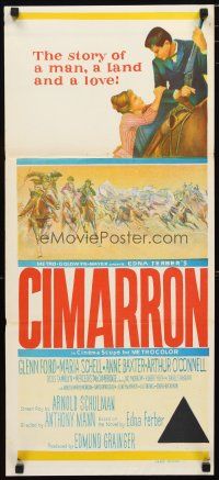 2d441 CIMARRON Aust daybill '60 Anthony Mann, Glenn Ford, Maria Schell, stone litho!