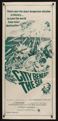 2d445 CITY BENEATH THE SEA Aust daybill '71 Irwin Allen, cool underwater sci-fi artwork!