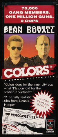2d449 COLORS video Aust daybill '88 Sean Penn & Robert Duvall as cops, directed by Dennis Hopper!