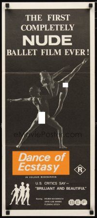 2d467 DANCE OF ECSTASY Aust daybill '72 the first completely nude ballet film ever!