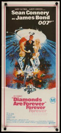 2d484 DIAMONDS ARE FOREVER Aust daybill '71 art of Sean Connery as James Bond by Robert McGinnis!