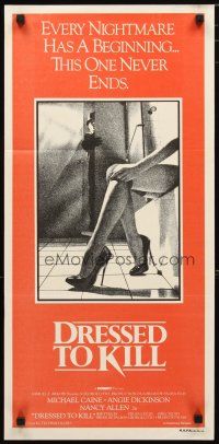 2d494 DRESSED TO KILL Aust daybill '80 Brian De Palma, Michael Caine, Angie Dickinson!