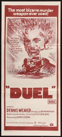 2d495 DUEL Aust daybill '73 Steven Spielberg, the most bizarre murder weapon ever used!