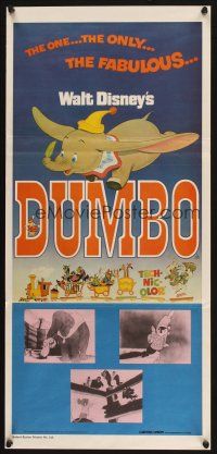 2d496 DUMBO Aust daybill R76 colorful art from Walt Disney circus elephant classic!