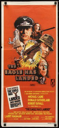 2d499 EAGLE HAS LANDED Aust daybill '77 different art of Michael Caine, Robert Duvall, Sutherland!