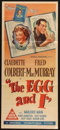 2d502 EGG & I Aust daybill '47 Claudette Colbert, MacMurray, first Ma & Pa Kettle, stone litho!