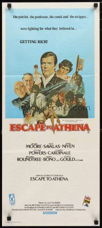 2d511 ESCAPE TO ATHENA Aust daybill '79 art of Roger Moore, Telly Savalas & David Niven!