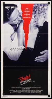 2d521 FATAL ATTRACTION Aust daybill '87 Michael Douglas, Glenn Close, a terrifying love story!
