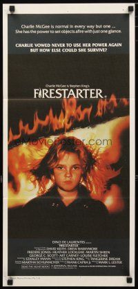 2d530 FIRESTARTER Aust daybill '84 close up of creepy eight year-old Drew Barrymore, sci-fi!