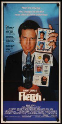 2d537 FLETCH Aust daybill '85 Michael Ritchie, wacky detective Chevy Chase has gun pulled on him!