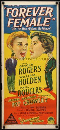 2d552 FOREVER FEMALE Aust daybill '54 Richardson Studio art of Ginger Rogers, William Holden!