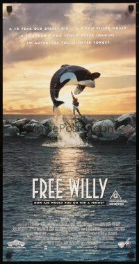 2d556 FREE WILLY Aust daybill '93 Jason James Richter, great orca whale image!