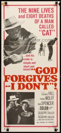 2d574 GOD FORGIVES I DON'T Aust daybill '69 cool art of gunslinger Terence Hill firing revolver!