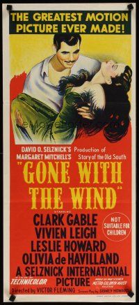 2d578 GONE WITH THE WIND Aust daybill R62 Clark Gable, Vivien Leigh, Leslie Howard, classic!