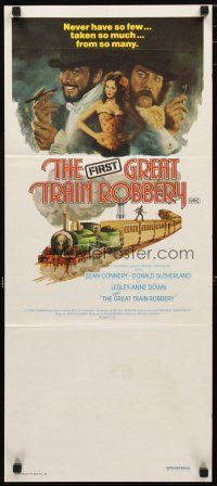 2d584 GREAT TRAIN ROBBERY Aust daybill '79 art of Connery, Sutherland & Lesley-Anne Down by Jung!