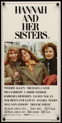 2d588 HANNAH & HER SISTERS Aust daybill '86 Allen directed, Mia Farrow, Weist & Barbara Hershey!