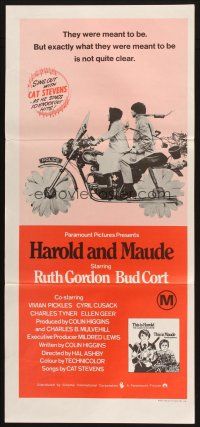 2d593 HAROLD & MAUDE Aust daybill R70s Ruth Gordon, Bud Cort is equipped to deal w/life!