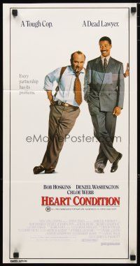 2d598 HEART CONDITION Aust daybill '90 wacky image of Bob Hoskins & dead lawyer Denzel Washington!