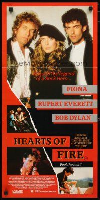 2d600 HEARTS OF FIRE Aust daybill '87 Bob Dylan, Fiona, Rupert Everett, rock 'n' roll!