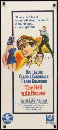 2d603 HELL WITH HEROES Aust daybill '68 Rod Taylor, Claudia Cardinale, they had something to sell!