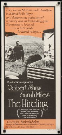 2d608 HIRELING Aust daybill '73 Robert Shaw is chauffeur to mistress Sarah Miles!