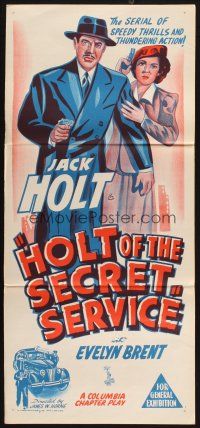 2d611 HOLT OF THE SECRET SERVICE Aust daybill '50s Jack Holt, Evelyn Brent, Columbia serial!