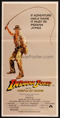2d645 INDIANA JONES & THE TEMPLE OF DOOM Aust daybill '84 art of Harrison Ford with whip!